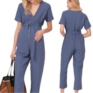 Hatch maternity jumpsuit in sky blue